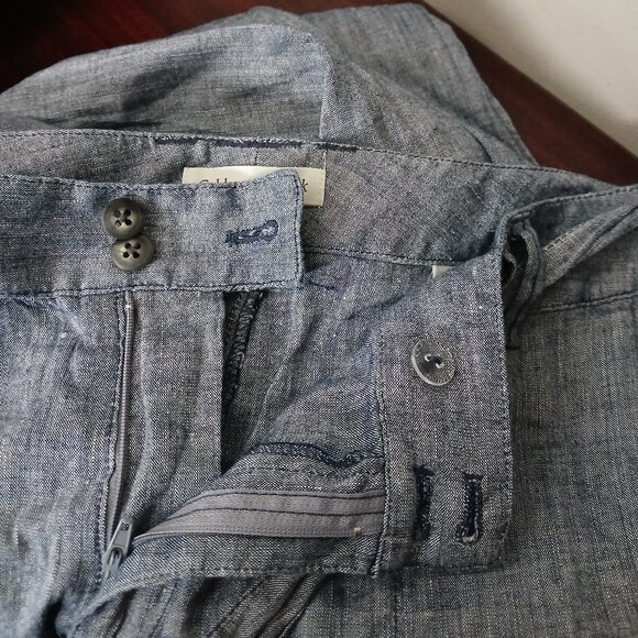 Coldwater Creek Capri Pants Size 16 Belted Wide Leg Linen Blend Steel Blue - Picture 6 of 9